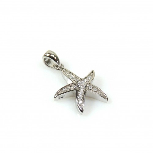 16mm Silver 925 Zirconia Starfish Sea Star Pendant 
