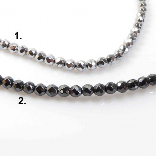 4mm Faceted Round Natural Hematite Beads 16" (104000)