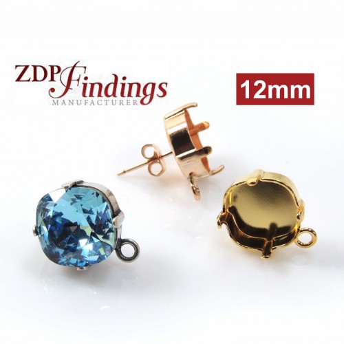 Square 12mm Earring Setting fit European Crystals 4470
