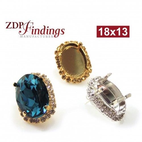 Oval 18x13mm Rhinestone Earrings Fit European Crystals 4120
