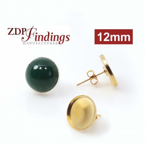 12mm Round Low Bezel Post Earrings