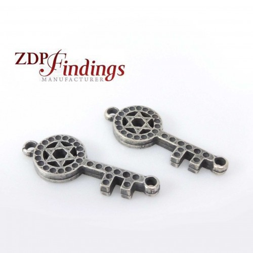 32mm Antique Silver Star Of David Key Connector