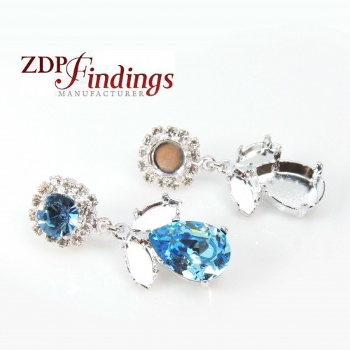 Pear 14x10mm Bezel Earrings fit European Crystals 4320, SS34