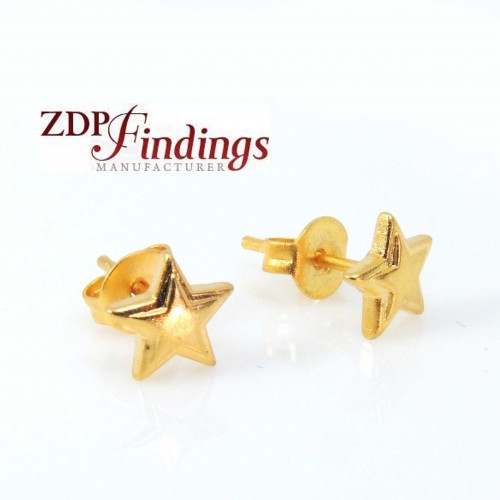 Modern 7mm Gold Plated Star Geometric Post Earrings