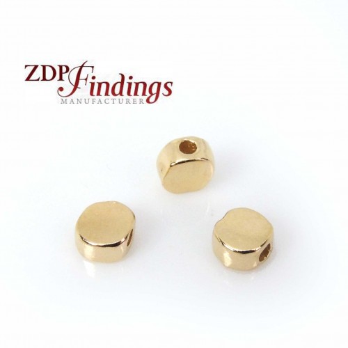 14K Thick Micron Gold Plating 6mm Flat Beads