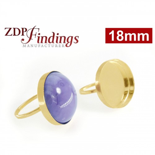 18mm Round Bezel on Ring,  Gold Filled. Choose your size.