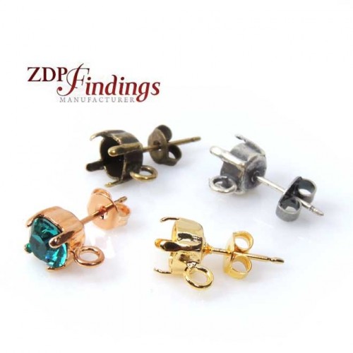 6mm Round Post Earrings Fit European Crystals 29ss