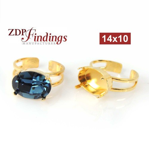 Oval 14x10mm Adjustable Ring Setting Fit European Crystals 4120