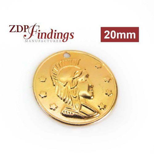 Round 20mm Roman Medallion Gold Plated Coin 