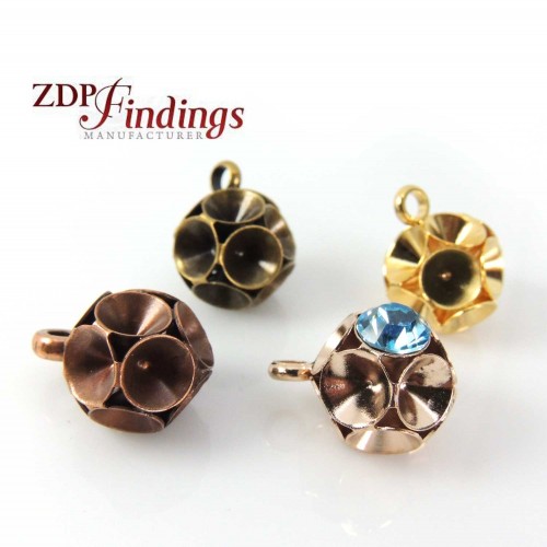Round Ball Pendant Setting Fit 6 pcs European Crystals SS34