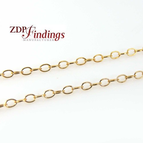 14k Gold Filled Rolo Chain 2x3mm links - 1 Meter