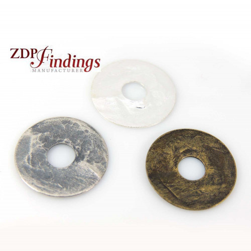 Round 20mm Hammered Textured Disc Charm Pendant