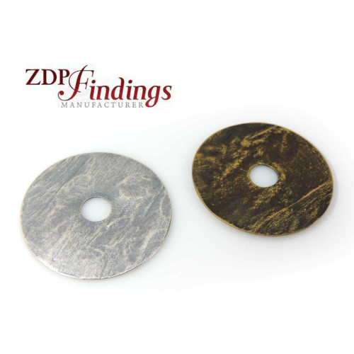 Round 30mm Hammered Textured Disc Charm Pendant
