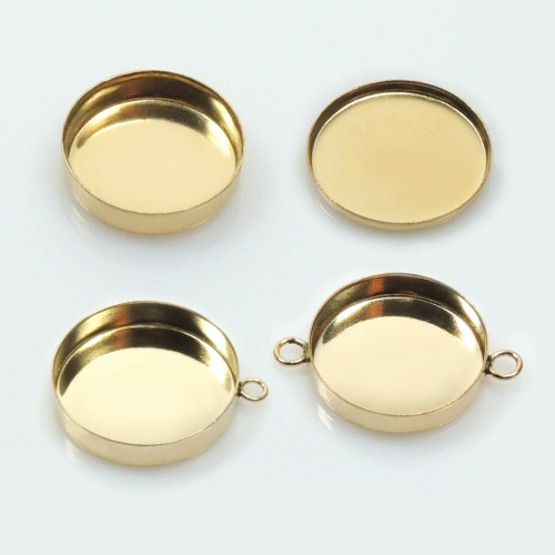 Gold Filled Bezel cup base. Choose your Size and loops