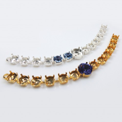 SS39 European Crystals Bracelet with 12mm Square Setting, 14cm (5.5")