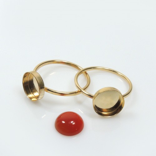 10mm Round Bezel on Ring,  Gold Filled. Choose your size.