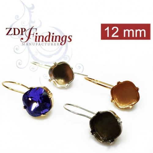 12mm 4470 European Crystals Kidney Wire Earrings, Choose your options