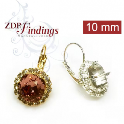 Square Bezel Earrings For Setting w/ Crystal Rhinestone, Choose your Finish