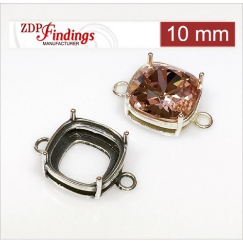 10mm Square (cushion) 925 Sterling silver Bezel