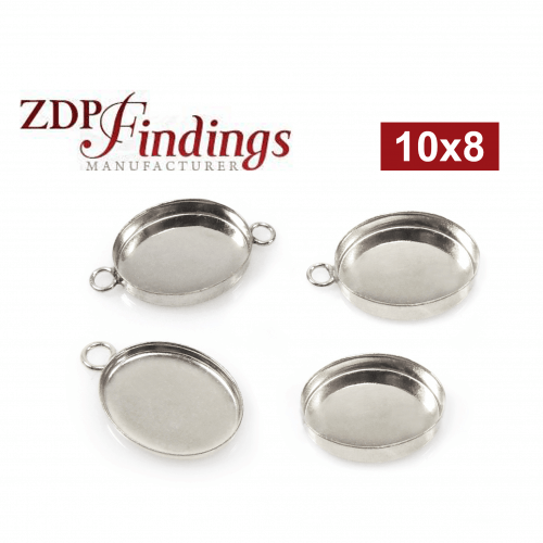 10x8mm Oval 925 Sterling silver Bezel Cup Connector