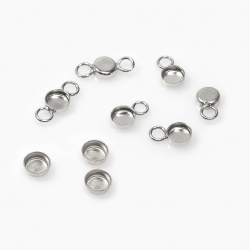 3mm Round 925 Sterling silver Bezel Cup Connector