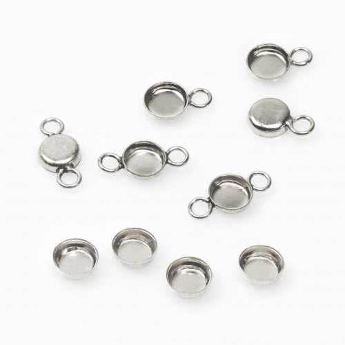 4mm Round 925 Sterling silver Bezel Cup Connector