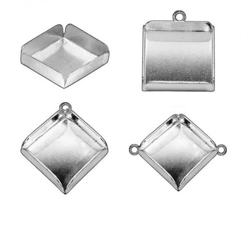 8mm Square  925 Sterling silver Bezel Cup Connector