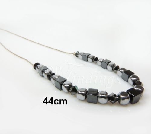 Sterling Silver 925 Handmade Necklace 4mm Square Hematite Natural Gemstone, "7.5 inch