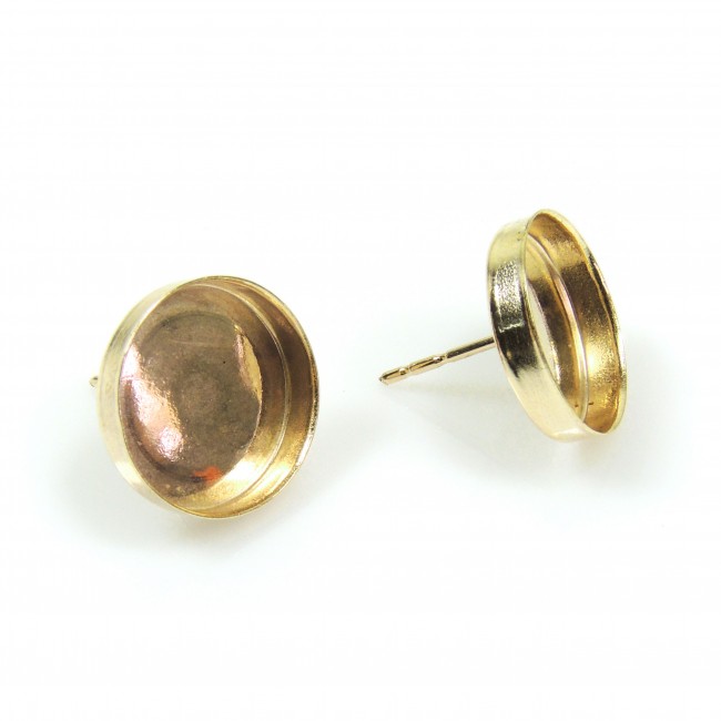 Gold Filled Round Circle Ear Posts 15mm ~ PAIR