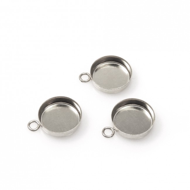 32-579-08 Sterling Silver Earring Post Findings, 8mm Round Bezel Cup with  Loop - Rings & Things