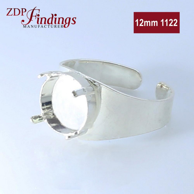 Sterling Silver Adjustable Bracelet Base for Gluing 1122 Rivoli 10mm Crystals 