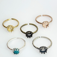 6mm Round Stacking Adjustable ring, Crown Bezel, choose your finish