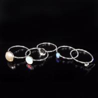 Silver 925 Stacking Ring fit Round Cabochon