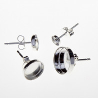Silver 925 Round Bezel Post Stud Earrings, Choose your size