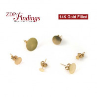 Round Gold filled stud with pads, Choose you size