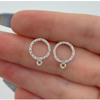 2 Pairs Circle Sterling Silver 925 Quality Post (stud) earring with Loop for Jewelry Making, with ear backs