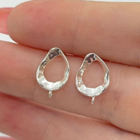 3 Pairs x Organic Shaped Sterling Silver 925 Quality Post (stud) earring with Loop with ear backs