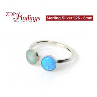 Round Double Bezel Adjustable ring Sterling Silver 925