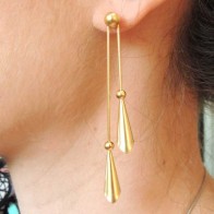 70mm Cones and Beads Post Wire Earrings