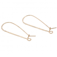 2pcs x Long Earwires - Gold Filled Earrings Delicate Textured, Hammered
