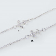 Silver Plated Link Chain Delicate CZ Bracelet, Length 7.5