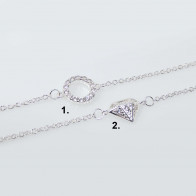Silver Plated Link Chain Delicate CZ Bracelet, Length 7.5