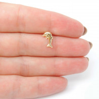 14K Solid gold dolphin post earrings  