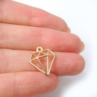 Micron 14K Gold Plated 15mm Diamond Cage Pendant 