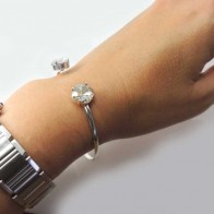 Bangle Bracelet with European Crystals 4470 Square 10mm