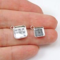 Square Sterling silver 925 Bezel Cup Pendant