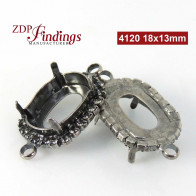 Oval 18x13mm Bezel Connector fit European Crystals 4120 