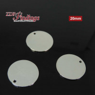 Round 20mm Shiny Silver Plated Flat Tag Disc