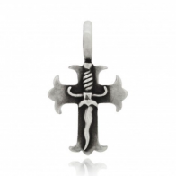 Cross and sword pewter pendant 40mm