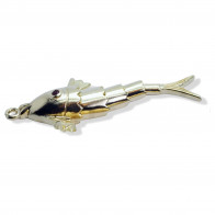 40mm Gold Plated Movable Carp Fish Pendant with Pink Cubic Zircon Stones with Loop 